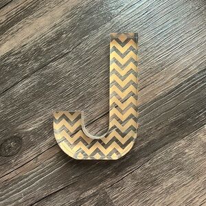 Acrylic Letter J with Gold Chevron Design